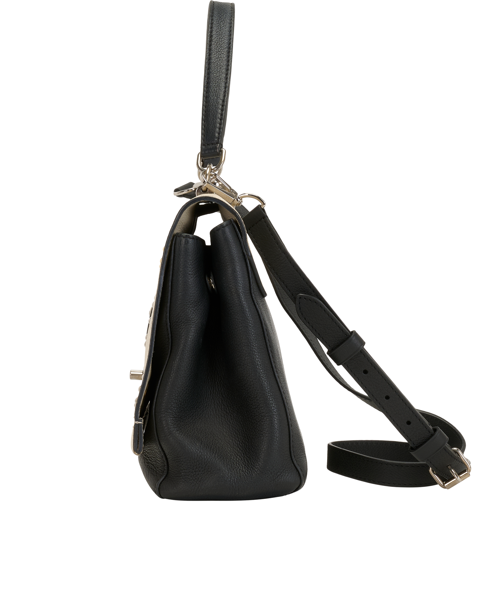 Lock Me Flower Bag, &pound;850, Handbags, Black/Cream, Leather, Bottom view